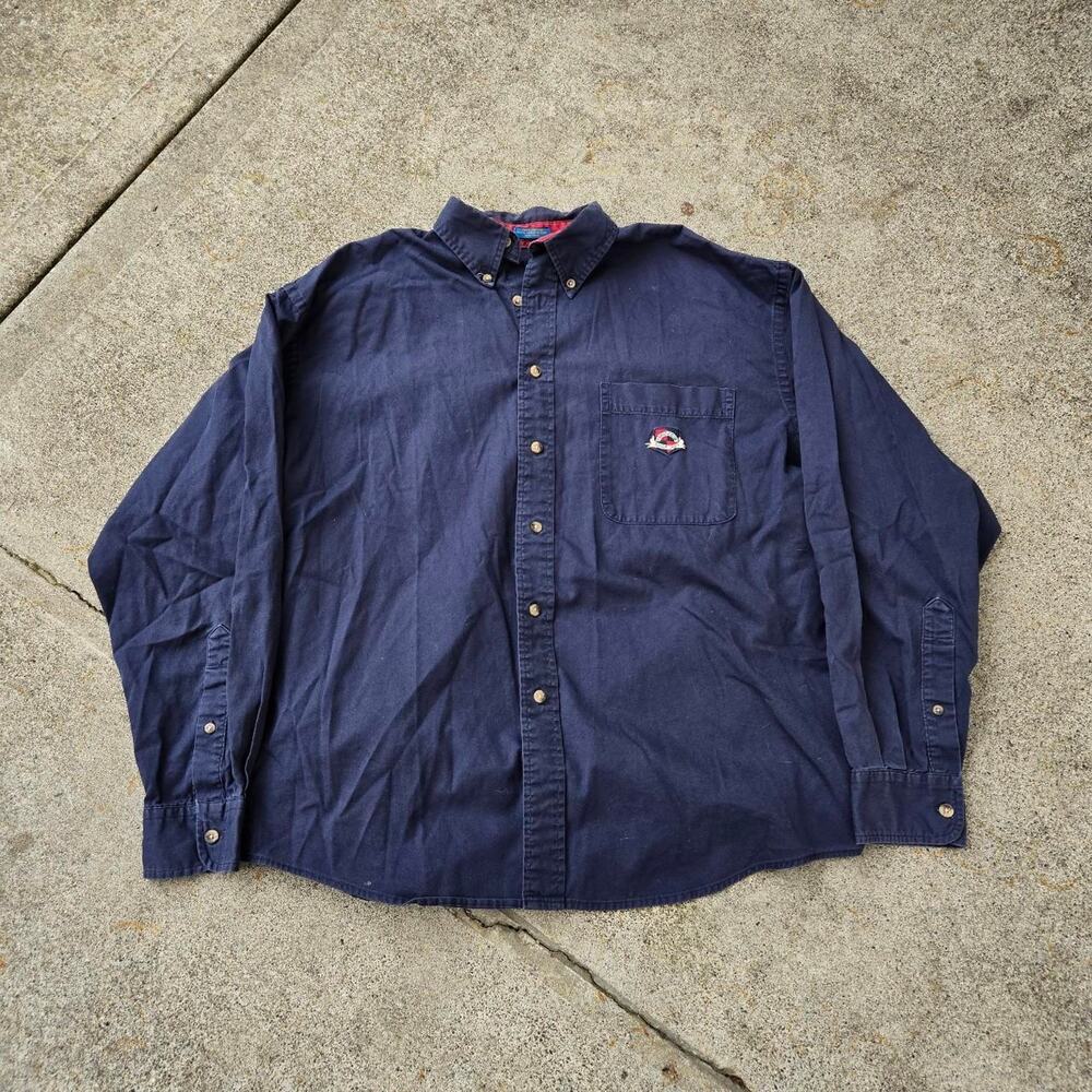 Vtg 90s PENDLETON Woolen Mills Shield Crest Logo Outdoors Button Up Shirt Lg